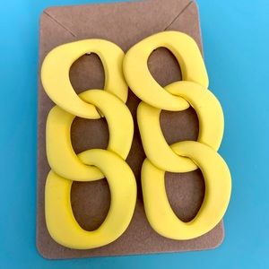 Yellow Chain Link Drop Dangle Earrings